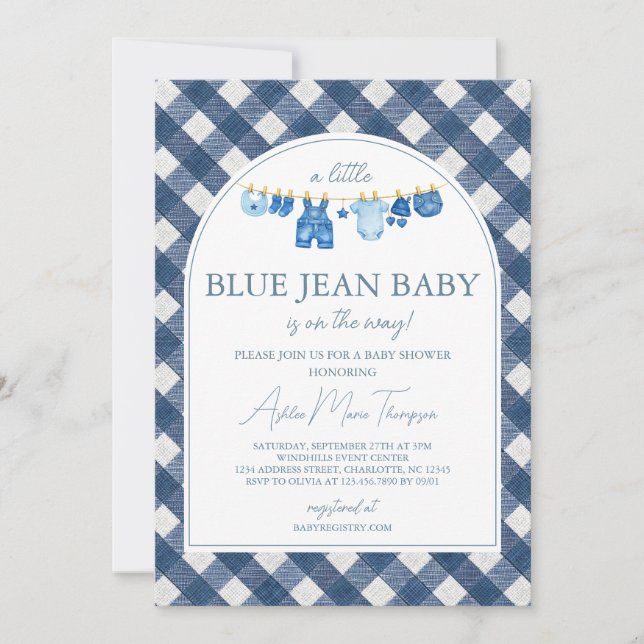 Blue Jean Baby Shower Invitation (Front)