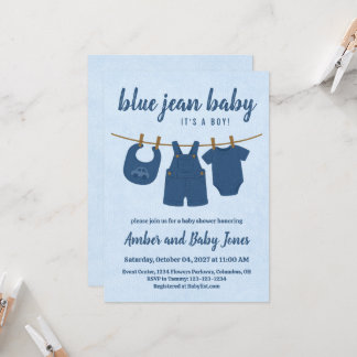 Blue Jean Baby Shower Invitation