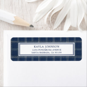 Blue Jean Baby Shower Preppy Plaid Return Address