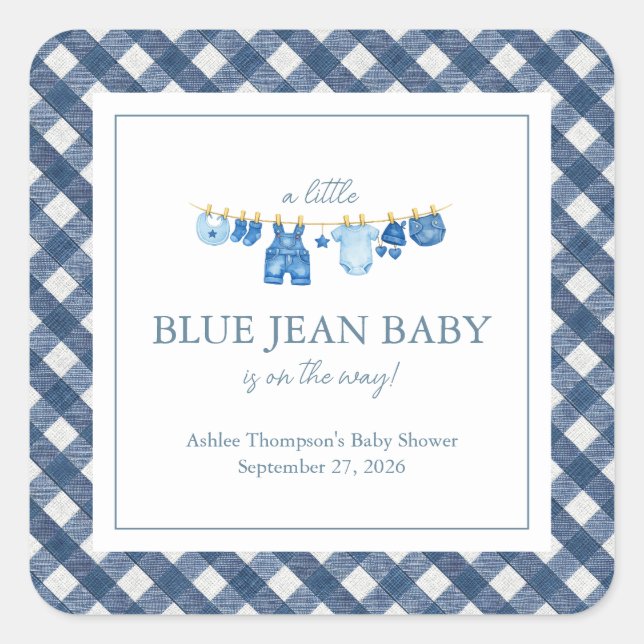 Blue Jean Baby Shower  Square Sticker (Front)