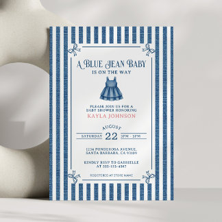 Blue Jean Baby Shower Striped Southern Girl Invitation