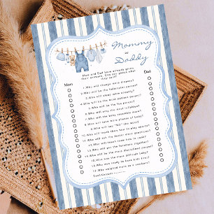 Blue Jean Baby Striped Mummy or Daddy Baby Shower