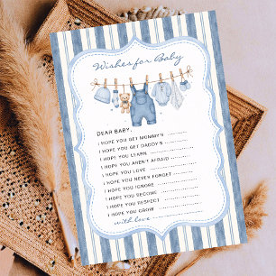 Blue Jean Baby Striped Wishes for Baby Advice Card