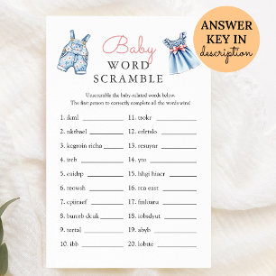 Blue Jean Baby Word Scramble Baby Shower Game