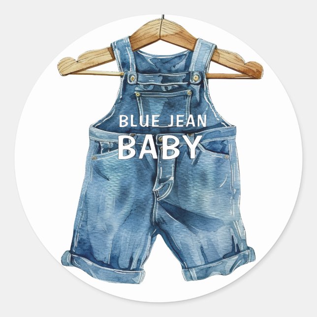 Blue Jean Boy Western Baby Shower Classic Round Sticker (Front)