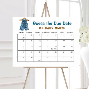 Blue Jean Boy Western Baby Shower Due Date Poster