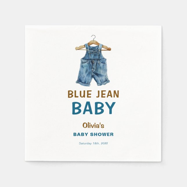 Blue Jean Boy Western Baby Shower Napkin (Front)