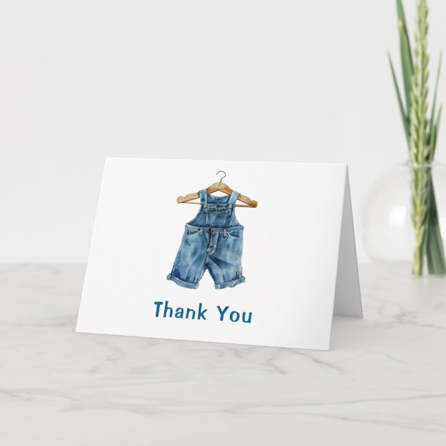 Blue Jean Boy Western Baby Shower Thank You Card (Front)