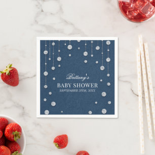 Blue Jean Denim and Diamond Baby Shower Napkin