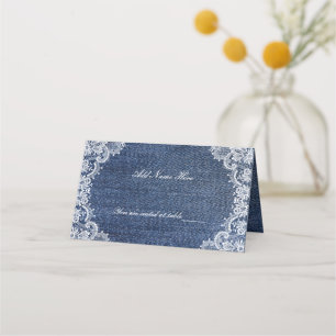 Blue Jean Denim And Lace Table Place Card