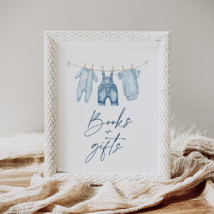 Blue Jean Denim Baby Shower Books and Gifts Sign
