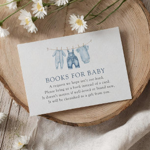Blue Jean Denim Baby Shower Books for Baby Enclosure Card