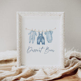 Blue Jean Denim Baby Shower Dessert Bar Sign