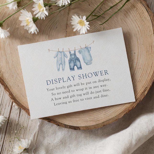 Blue Jean Denim Baby Shower Display Shower Enclosure Card (Creator Uploaded)