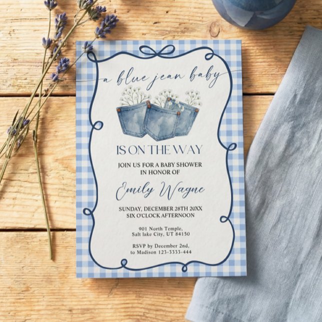 Blue Jean Denim Baby Shower Invitation (Creator Uploaded)
