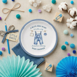 Blue Jean Denim Baby Shower  Paper Plate