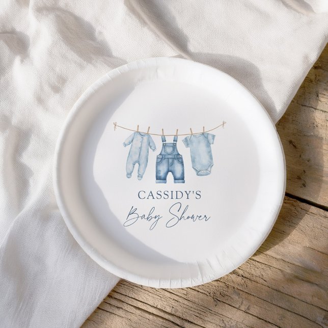 Blue Jean Denim Baby Shower Paper Plate (Creator Uploaded)