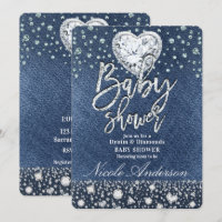 Blue Jean Denim & Bling Diamonds Baby Shower