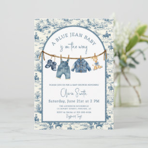 Blue Jean Denim Boy Baby Shower Invitation