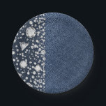 Blue Jean Denim & Diamonds Bling Diamond Party Paper Plate<br><div class="desc">Customise with any text. Matching items are available.</div>