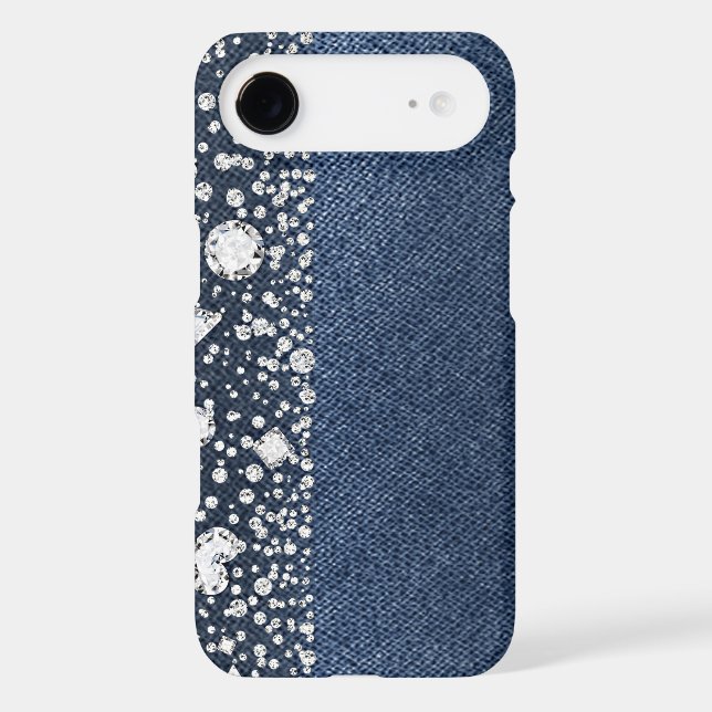 Blue Jean Denim Diamonds Glam Trendy Diamond Bling Case-Mate iPhone Case (Back)