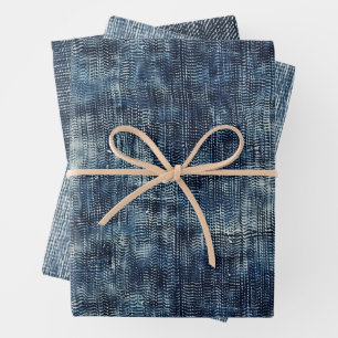 Blue Jean Denim Distressed Pattern Wrapping Paper