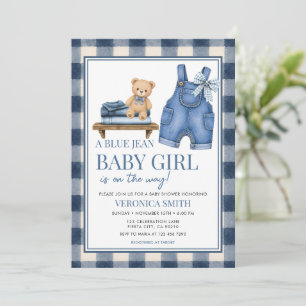 Blue Jean Denim Girl Baby Shower Invitation