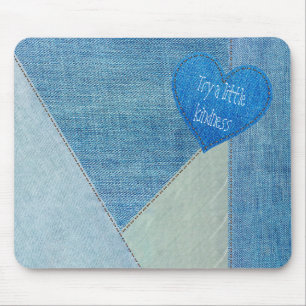 Blue Jean Denim Heart with Quote Mouse Pad