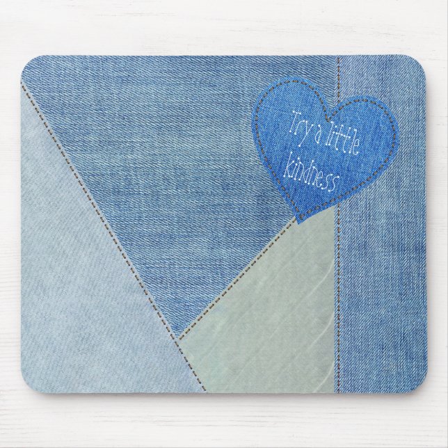 Blue Jean Denim Heart with Quote Mouse Pad (Front)
