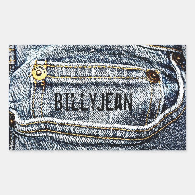 Blue Jean Denim Pocket - Personalise it! Rectangular Sticker (Front)