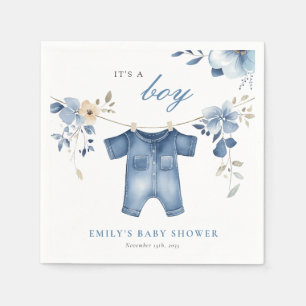 Blue Jean Denim Sweet Boy Baby Shower Napkin