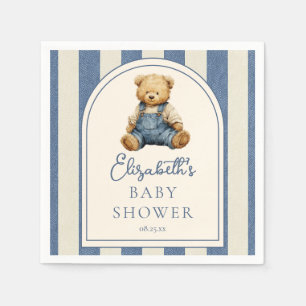 Blue Jean Denim Teddy Bear Baby Shower Napkin