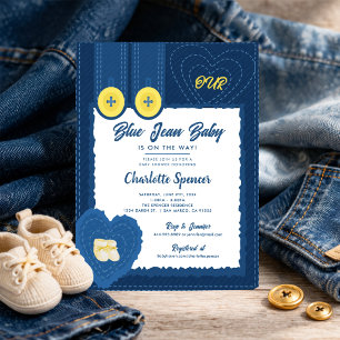 Blue Jean Denim Theme Baby Shower  Invitation