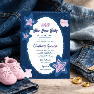 Blue Jean Denim Theme Baby Shower  Invitation