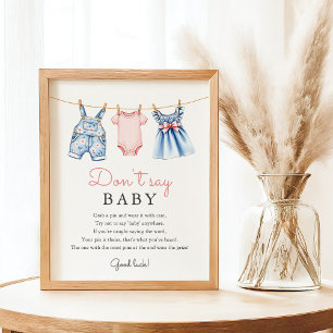 Blue Jean Don't Say Baby Shower Game Sign