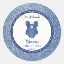 Blue jean girls denim baby shower thank you favour