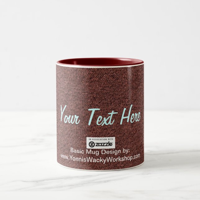 Blue Jean Material, Your Text Here Two-Tone Coffee Mug (Center)
