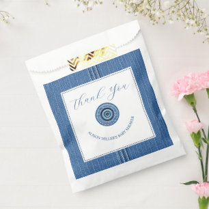 Blue jean with button baby boy shower Thank You Favour Bags