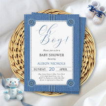Blue jean with seams and buttons baby boy shower