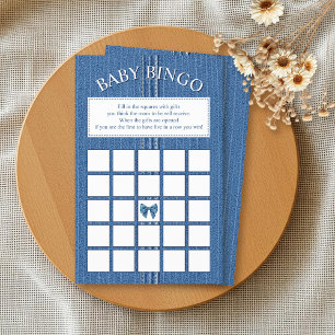 Blue jean with stiches girl Baby Shower Bingo game Flyer