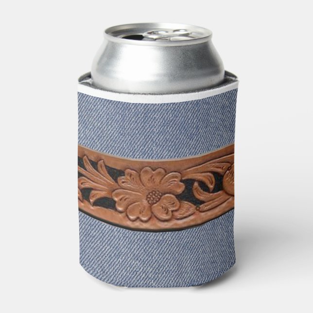 Blue Jeans And Belt Western Can Cooler (Can Front)