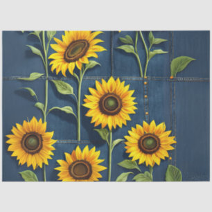 Blue Jeans and Sunflowers Decoupage Tissue Paper