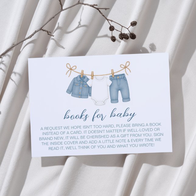 Blue Jeans Baby Shower Books for Baby Enclosure Card (Creator Uploaded)