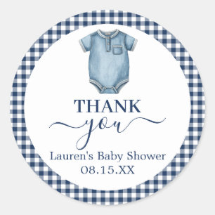 Blue Jeans Baby Shower Round Sticker
