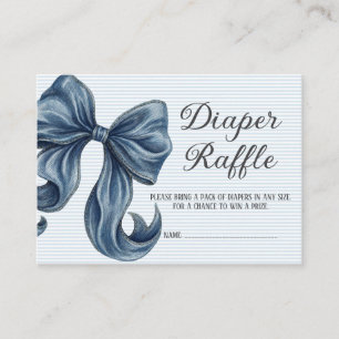 Blue Jeans Bow Baby Shower Diaper Raffle Enclosure Card