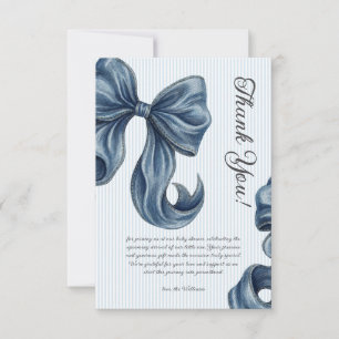 Blue Jeans Bow Baby Shower Thank You Card