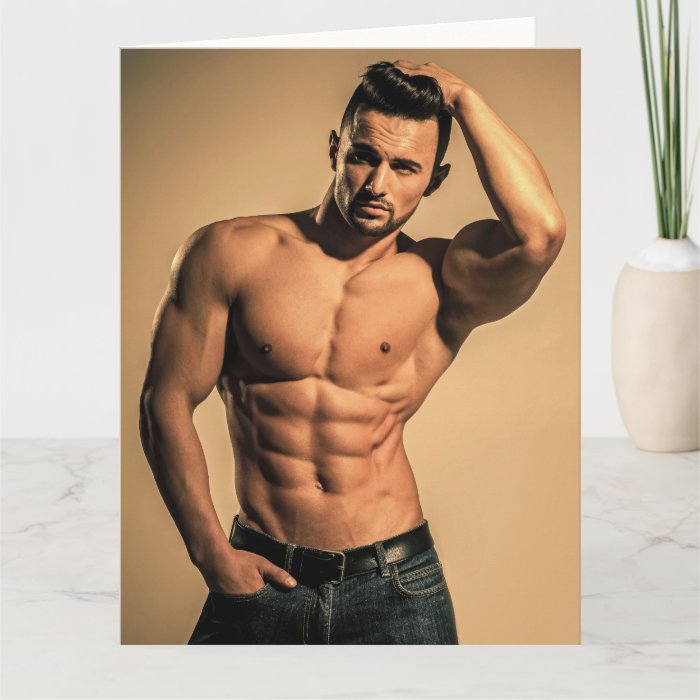 Blue Jeans Boy Hot Guy Greetings Card