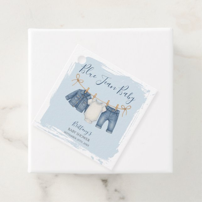 Blue Jeans Denim Baby Shower Favour Tags (In Situ)