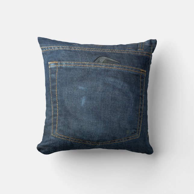 Blue Jeans Denim Pocket Cushion (Front)