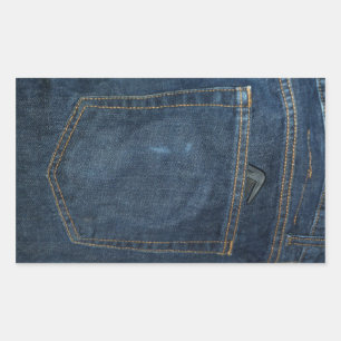 Blue Jeans Denim Pocket Rectangular Sticker